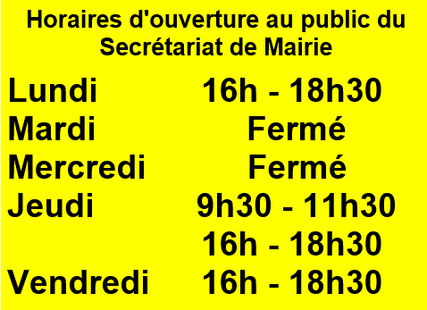 Horaires ouverture secrétariat